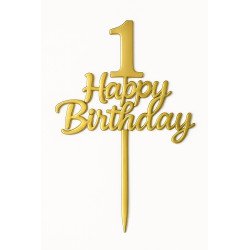 Gold Metallic Cake Topper – Numbers 0 to 9 “Happy Birthday”