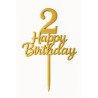 Gold Metallic Cake Topper – Numbers 0 to 9 “Happy Birthday”