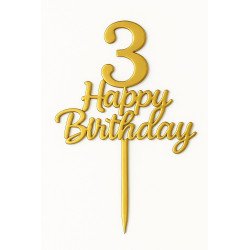 Gold Metallic Cake Topper – Numbers 0 to 9 “Happy Birthday”