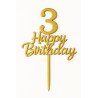 Gold Metallic Cake Topper – Numbers 0 to 9 “Happy Birthday”