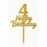 Gold Metallic Cake Topper – Numbers 0 to 9 “Happy Birthday”
