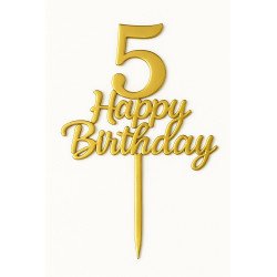 Gold Metallic Cake Topper – Numbers 0 to 9 “Happy Birthday”