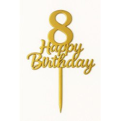 Gold Metallic Cake Topper – Numbers 0 to 9 “Happy Birthday”