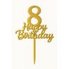 Gold Metallic Cake Topper – Numbers 0 to 9 “Happy Birthday”