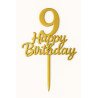Gold Metallic Cake Topper – Numbers 0 to 9 “Happy Birthday”