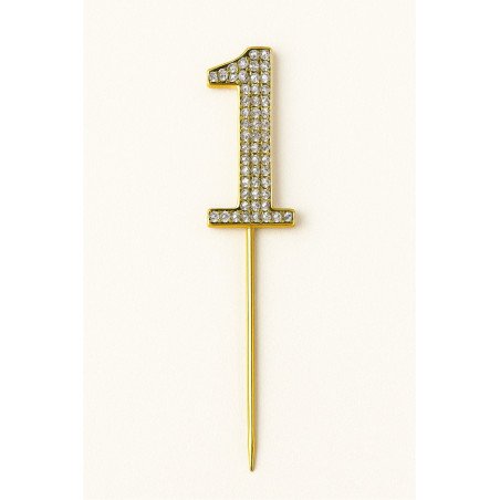 Cake Topper Chiffres Strass Doré – de 0 à 9