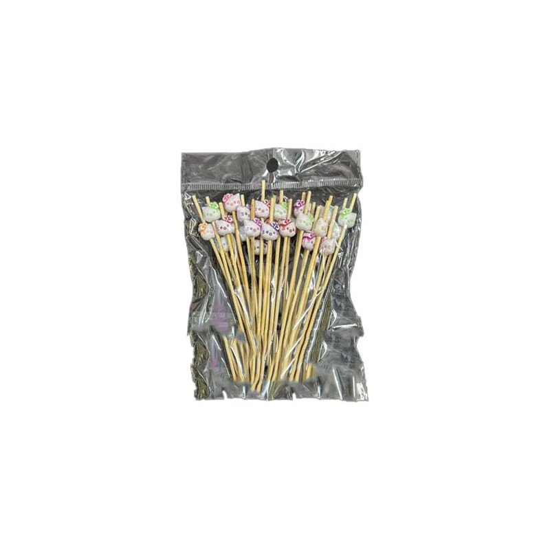 50 Wooden Cocktail Picks with Cute Cat Decorations – 12 cm 50 Wooden Cocktail Picks with Cute Cat Decorations – 12 cm