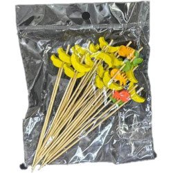 50 Wooden Cocktail Picks with Fruit Decorations – 12 cm