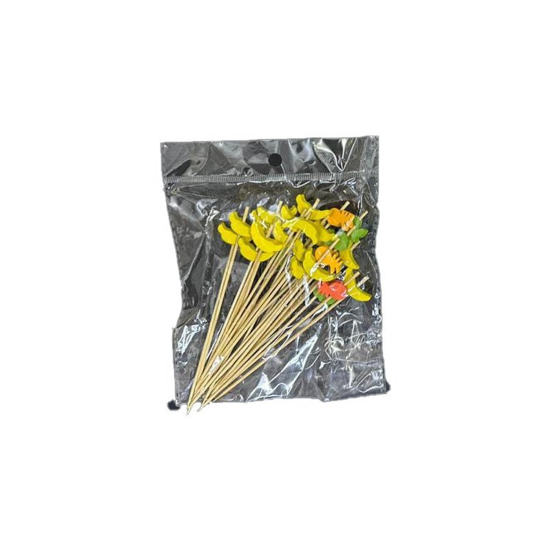 50 Wooden Cocktail Picks with Fruit Decorations – 12 cm 50 Wooden Cocktail Picks with Fruit Decorations – 12 cm