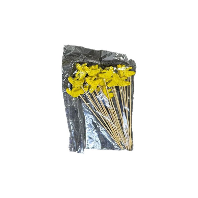 50 Wooden Cocktail Picks with Banana Decorations – 12 cm 50 Wooden Cocktail Picks with Banana Decorations – 12 cm