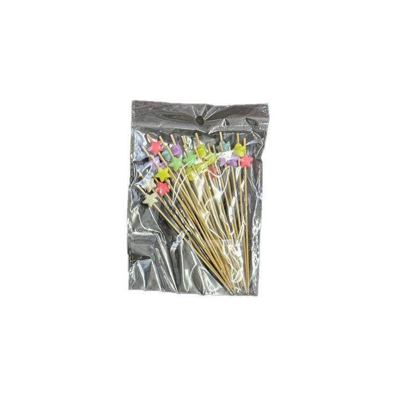 50 Wooden Picks with Multicolor Stars – 12 cm 50 Wooden Picks with Multicolor Stars – 12 cm