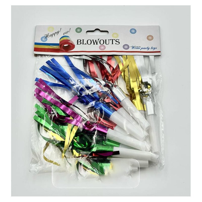 Set of 10 Multicolored Metallic Party Blowouts Set of 10 Multicolored Metallic Party Blowouts