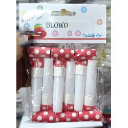 Lot de 6 Sifflets de Fête Rouge à Pois Blancs