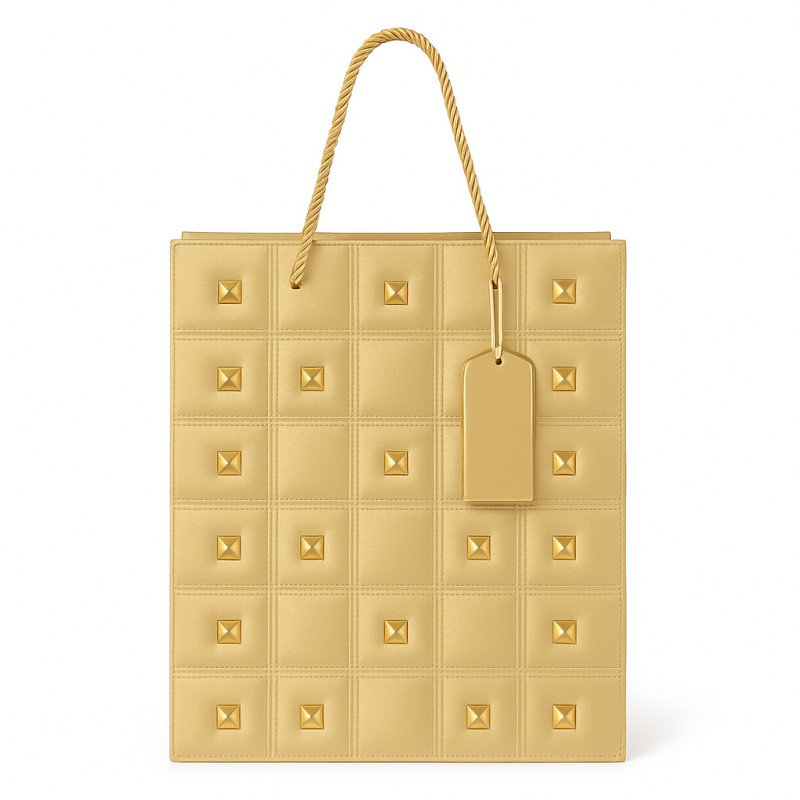 Gold Gift Bag with Gold Studs Gold Gift Bag with Gold Studs