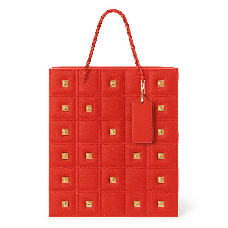 Red Gift Bag with Gold Studs Red Gift Bag with Gold Studs