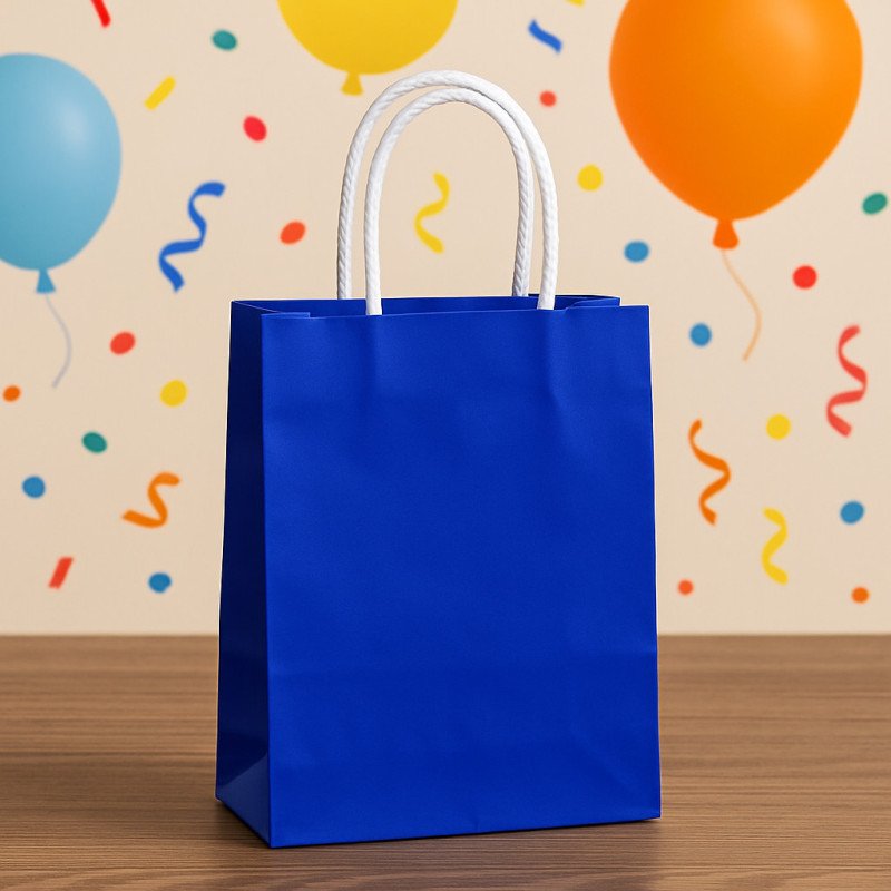 Blue Gift Bag with White Handles Blue Gift Bag with White Handles