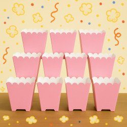 Lot de 10 Boîtes à Pop-Corn Roses – Forme Festive
