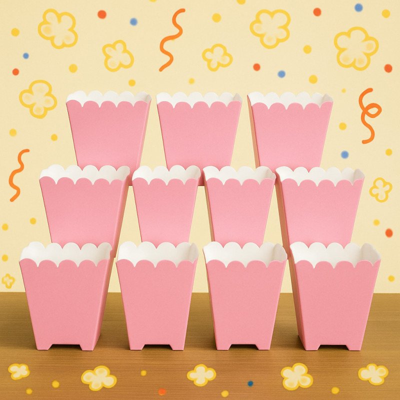 Set of 10 Pink Popcorn Boxes – Festive Design Set of 10 Pink Popcorn Boxes – Festive Design
