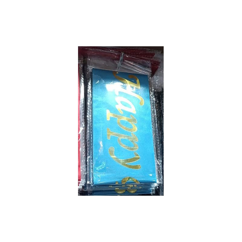 "Happy Birthday" Sash – Blue Satin with Gold Letters