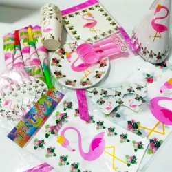 Flamingo Birthday Party Pack – 10 Items (91 Pieces)