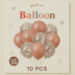 Pack of 10 Balloons – 5 Solid Rosy Brown & 5 Silver Confetti
