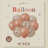 Pack of 10 Balloons – 5 Solid Rosy Brown & 5 Silver Confetti