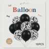 Pack of 10 Balloons – 5 Solid Black & 5 Black Confetti