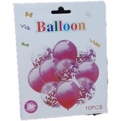 Pack of 10 Balloons – 5 Solid Pink & 5 Pink Confetti