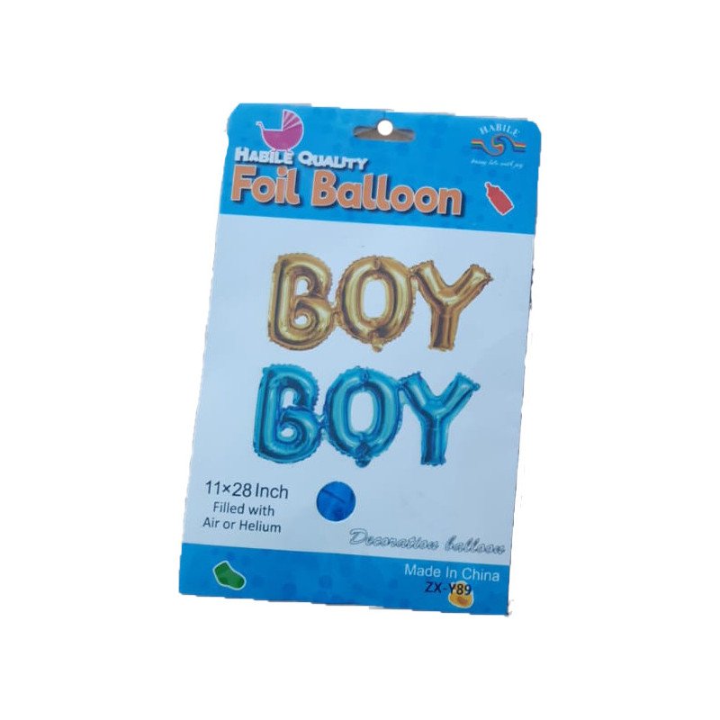 "BOY" Foil Letter Balloons – Gold & Blue "BOY" Foil Letter Balloons – Gold & Blue