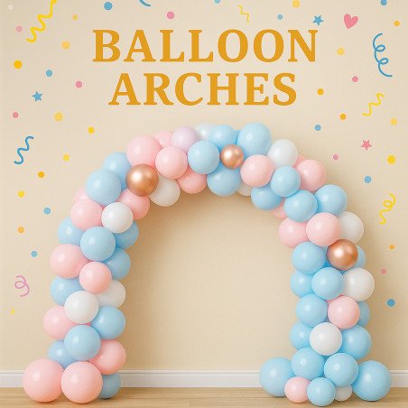 Balloon Arch – Pink, Blue & White – Party Decoration