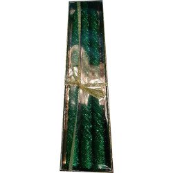 Set of 4 Green Glitter Twisted Taper Candles