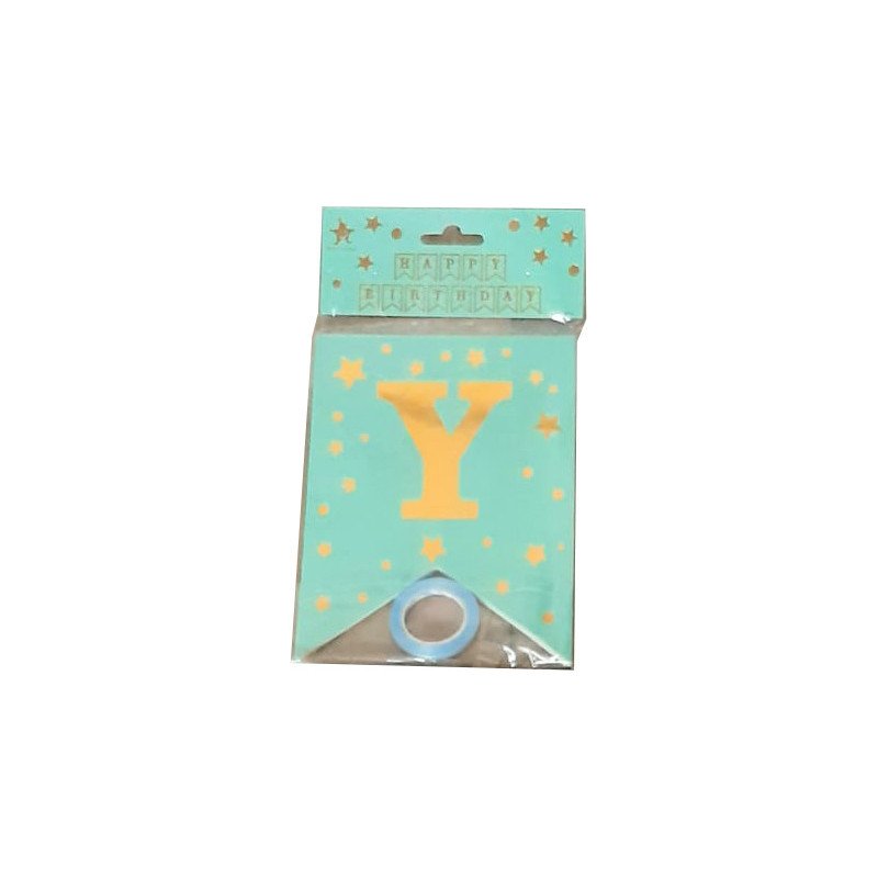 "Happy Birthday" Banner Turquoise and Gold Starry "Happy Birthday" Banner Turquoise and Gold Starry