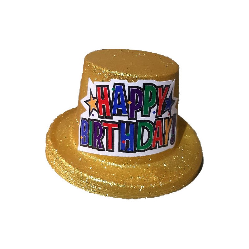Gold Glitter Top Hat "Happy Birthday" Gold Glitter Top Hat "Happy Birthday"