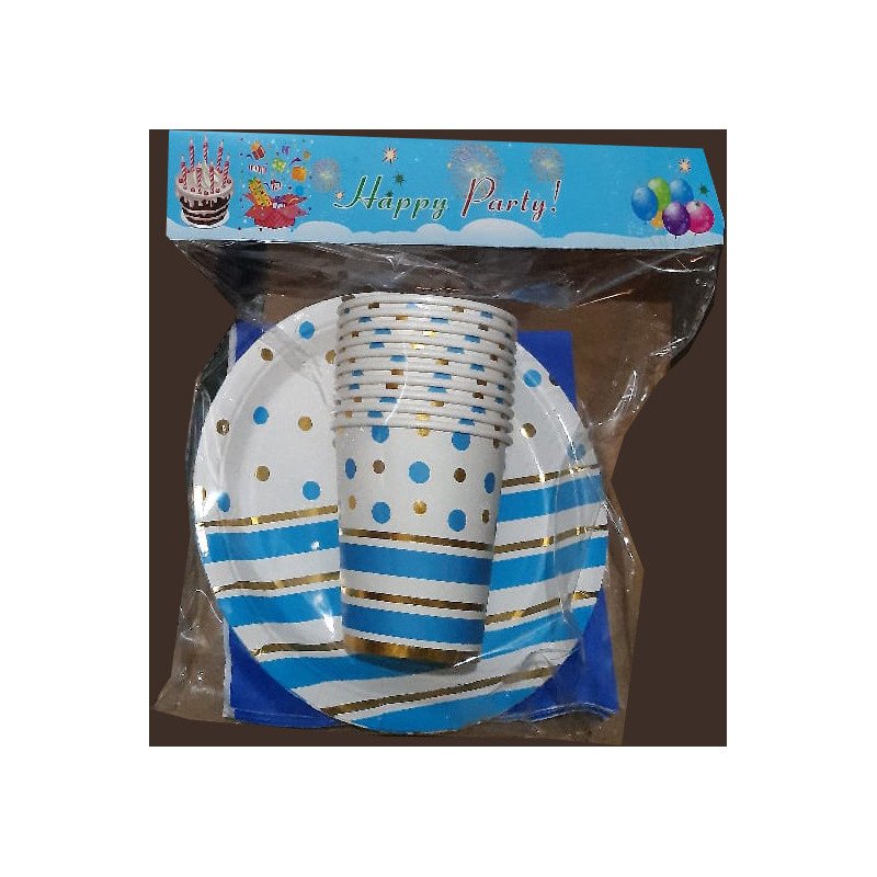 Pack de 30 Pièces Jetable Élégant Bleu et Or Pack de 30 Pièces Jetable Élégant Bleu et Or