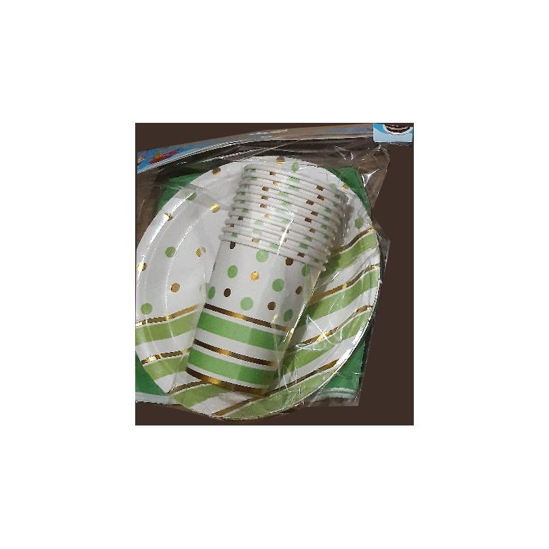 30-Piece Elegant Green and Gold Disposable Pack 30-Piece Elegant Green and Gold Disposable Pack