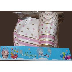 Pack de 30 Pièces Jetable Rose et Or Élégant