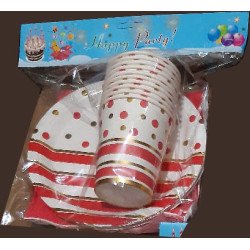 Pack de 30 Pièces Jetable Rouge et Or Élégant