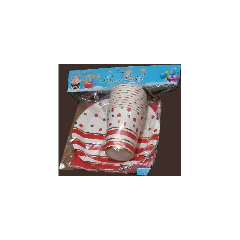 Pack de 30 Pièces Jetable Rouge et Or Élégant Pack de 30 Pièces Jetable Rouge et Or Élégant