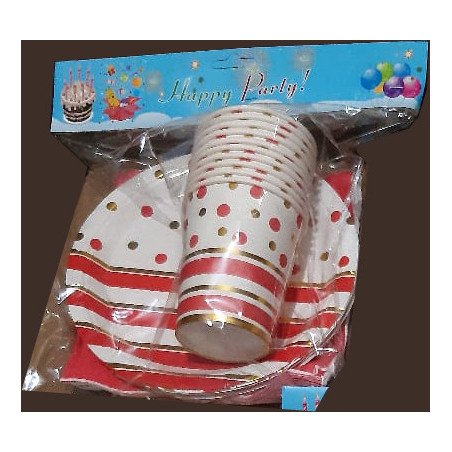 30-Piece Elegant Red and Gold Disposable Pack