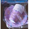 Pack de 30 Pièces Jetable "Happy Birthday" Rose et Or Étoilé
