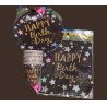 30-Piece Disposable "Happy Birthday" Black Multicolored Stars Pack