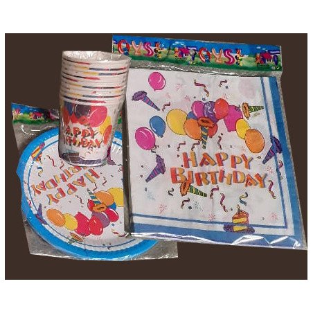 Pack de 30 Pièces Jetable "Happy Birthday" Blanc Ballons Multicolores
