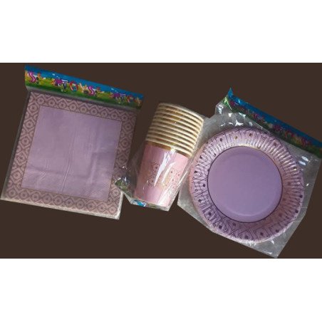 30-Piece Disposable "Happy Birthday" Pink and Gold Luxury Pack - Adult Party