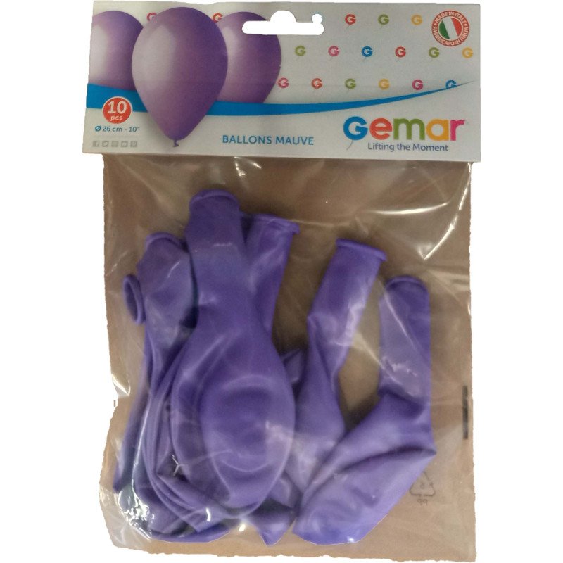 10 BALLONS MAUVE 26 CM