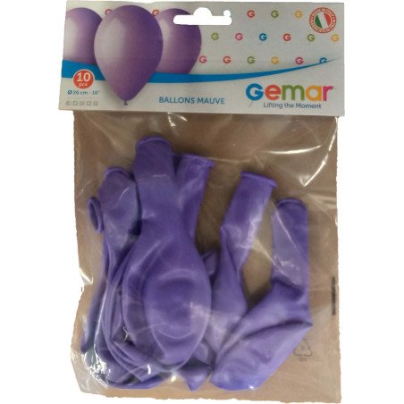 10 BALLONS MAUVE 26 CM