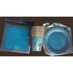 30-Piece Disposable "Happy Birthday" Blue and Gold Luxury Pack - Adult Party