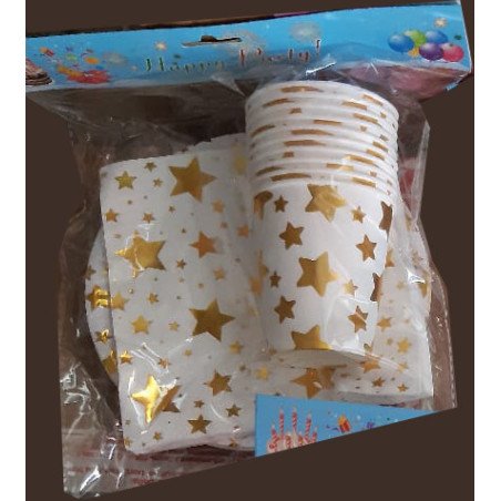 30-Piece Disposable Gold Stars on White Pack