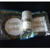 Pack de 30 Pièces Jetable "Happy Birthday" Noir et Doré Géométrique