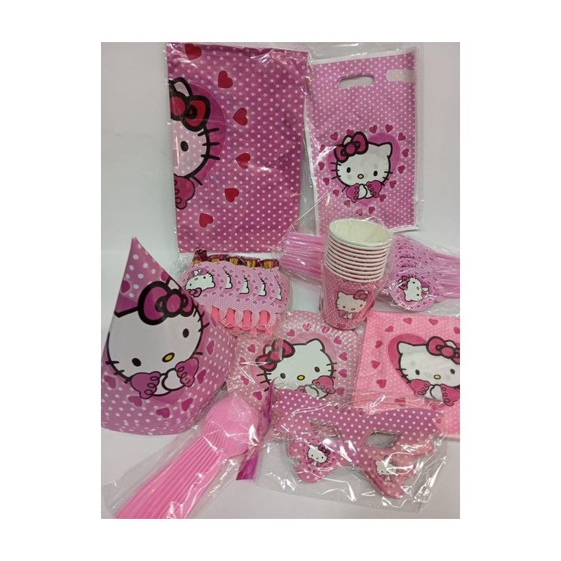 Pack Fête Complet Hello Kitty - 10 Articles / 10 Pièces par Article Pack Fête Complet Hello Kitty - 10 Articles / 10 Pièces par Article