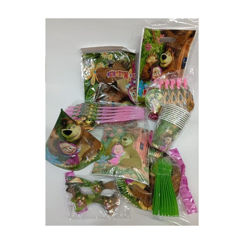 Pack Fête Complet Masha et Michka - 10 Articles / 10 Pièces par Article